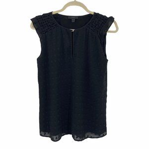 J. Crew Black Sleeveless Ruffle Cap Sleeve Top